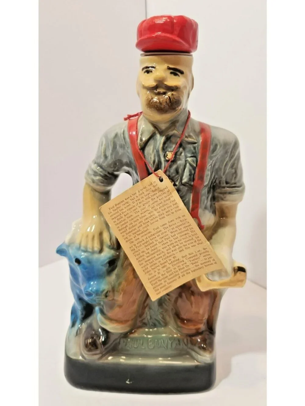 Vintage Jim Beam Empty Paul Bunyan & Babe Decanter Brainerd MN Centennial 1970